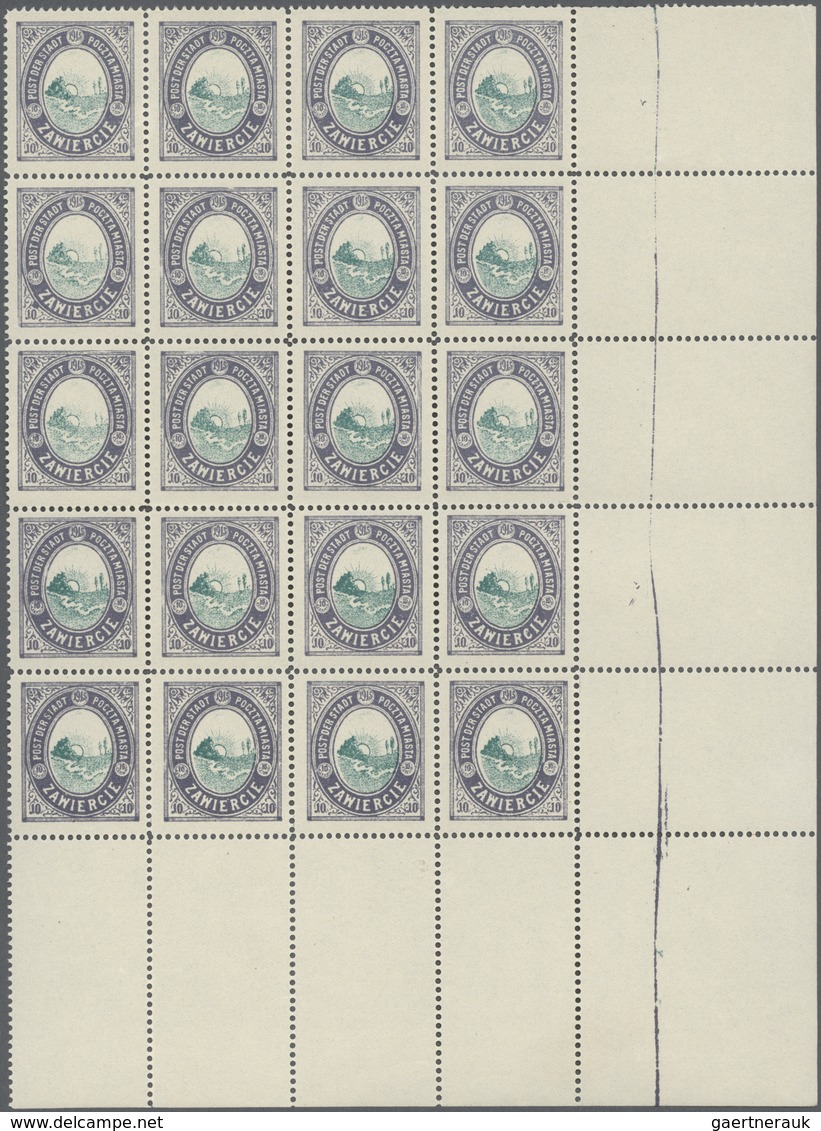 Polen - Bestellpostanstalten: ZAWIERCIE 1916, 10fen. Violet/green Without Overprint, Lot Of 60 Copie - Otros & Sin Clasificación
