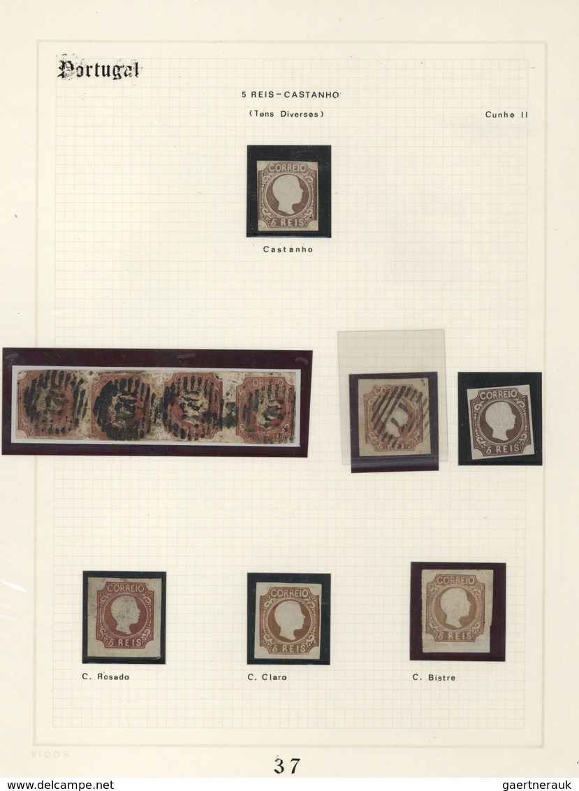 Portugal: 1853/1864, Specialised Exhibit Collection Of Embossed First Issues On Apprx. 70 Album Page - Neufs