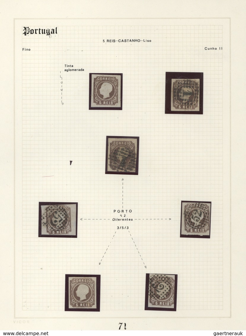 Portugal: 1853/1864, specialised exhibit collection of embossed first issues on apprx. 70 album page