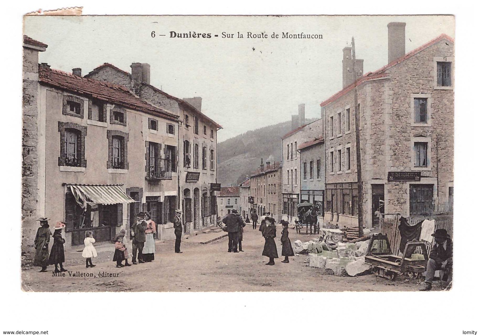 43 Dunieres Sur La Route De Montfaucon Cpa Carte Colorisée Animée Cachet 1915 - Autres & Non Classés