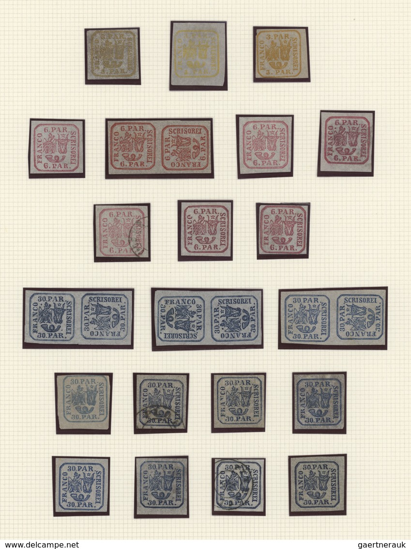 Rumänien: 1862/1864, Coat Of Arms, Mint And Used Collection Of 39 Stamps Neatly Arranged On Album Pa - Otros & Sin Clasificación