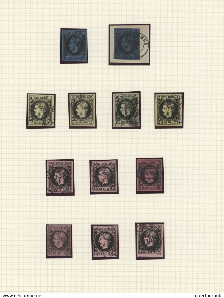Rumänien: 1866/1867, Carol Heads Imperforate, Used Collection Of 31 Stamps Neatly Arranged On Album - Autres & Non Classés