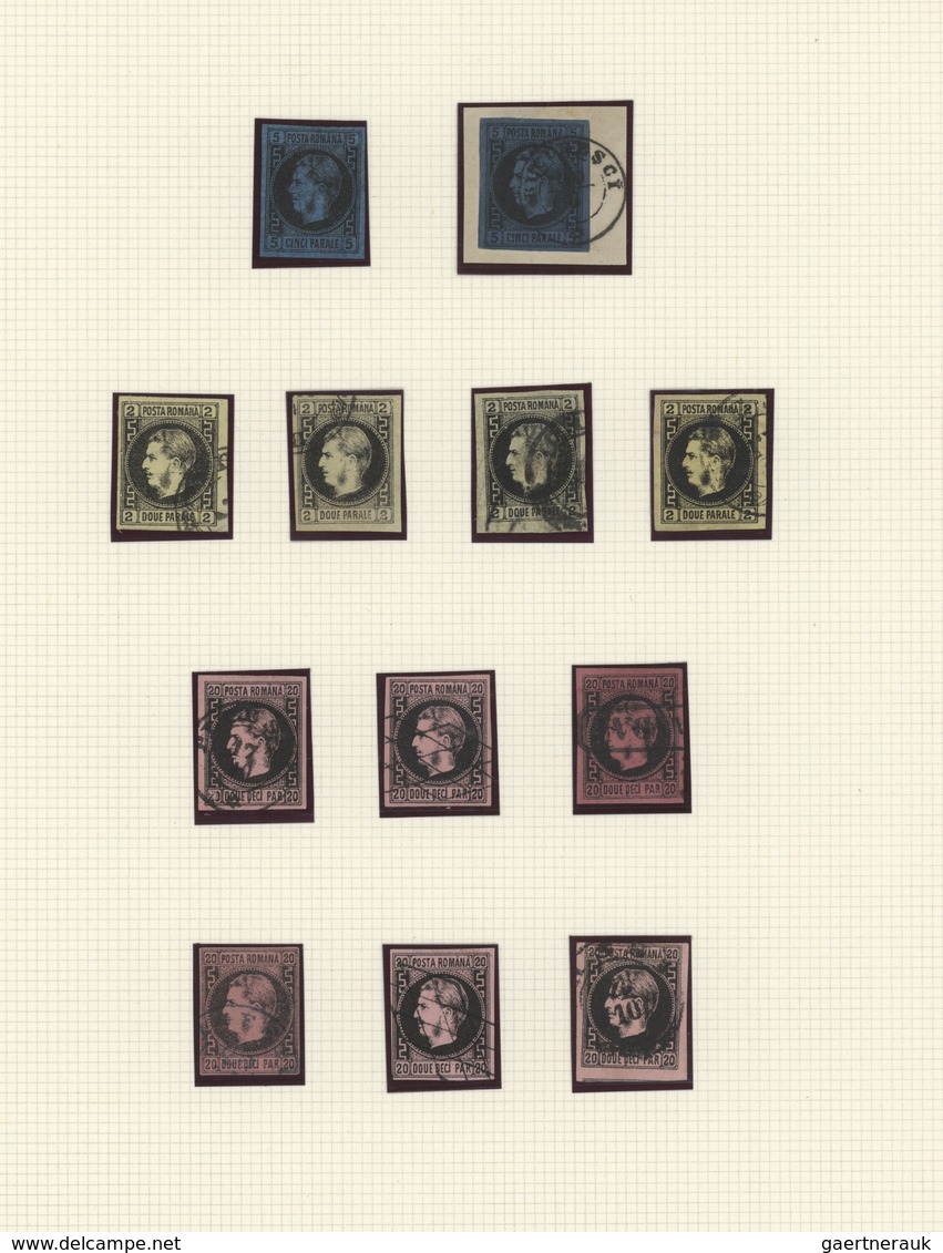 Rumänien: 1866/1867, Carol Heads Imperforate, Used Collection Of 31 Stamps Neatly Arranged On Album - Otros & Sin Clasificación