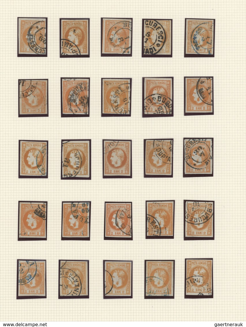 Rumänien: 1868, Carol Heads Imperforate, Used Collection Of 161 Stamps Neatly Arranged On Album Page - Autres & Non Classés