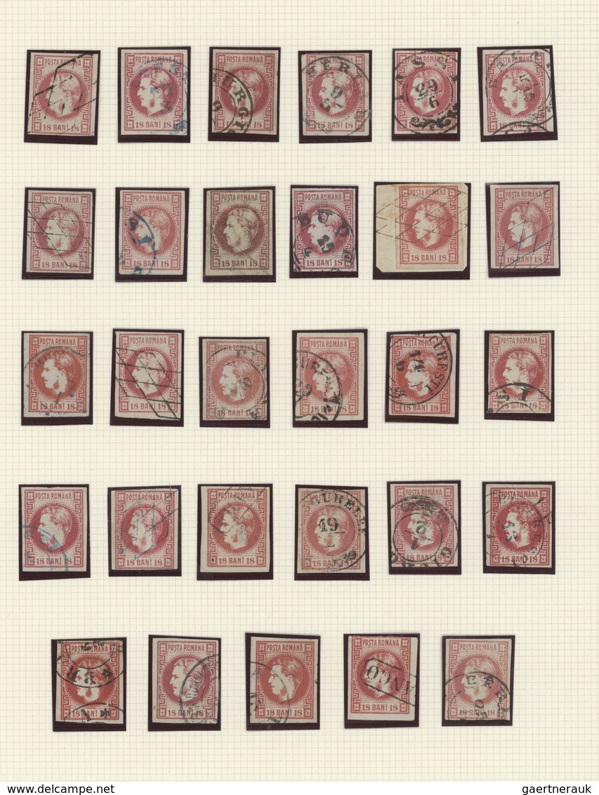 Rumänien: 1868, Carol Heads Imperforate, Used Collection Of 161 Stamps Neatly Arranged On Album Page - Autres & Non Classés