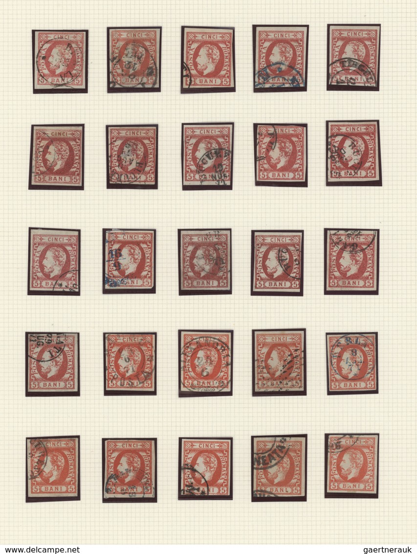 Rumänien: 1871/1872, Carol Heads Imperforate, Used Collection Of 75 Stamps Neatly Arranged On Album - Autres & Non Classés