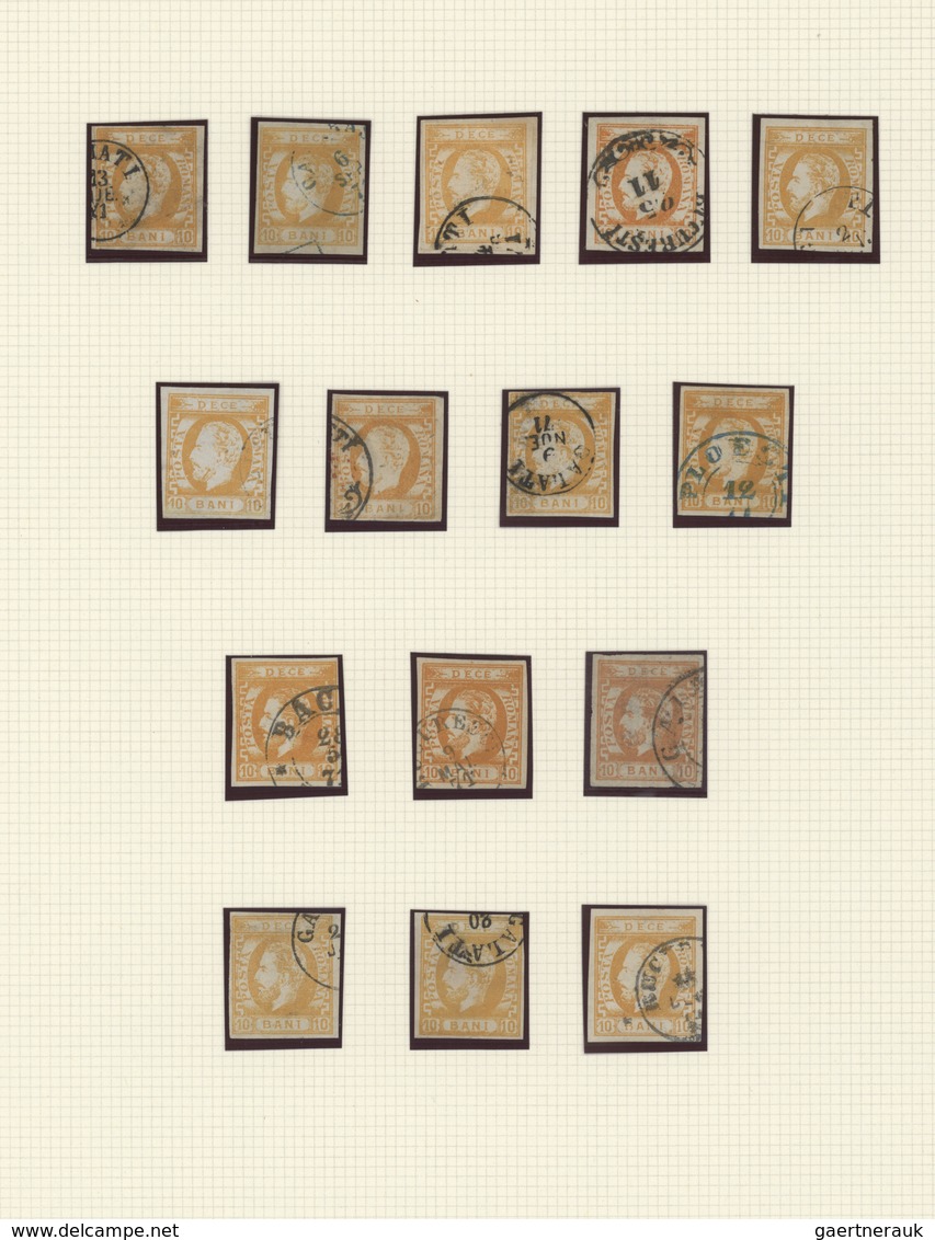 Rumänien: 1871/1872, Carol Heads Imperforate, Used Collection Of 75 Stamps Neatly Arranged On Album - Otros & Sin Clasificación