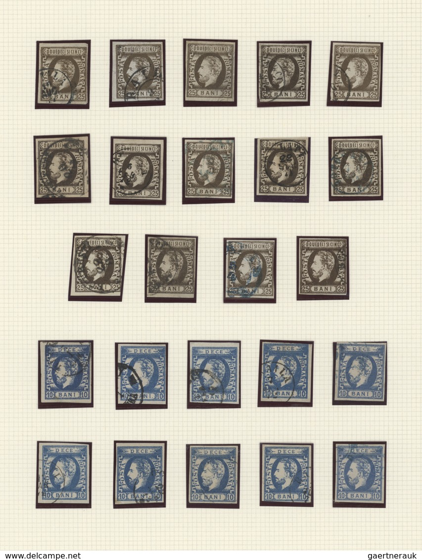 Rumänien: 1871/1872, Carol Heads Imperforate, Used Collection Of 75 Stamps Neatly Arranged On Album - Otros & Sin Clasificación