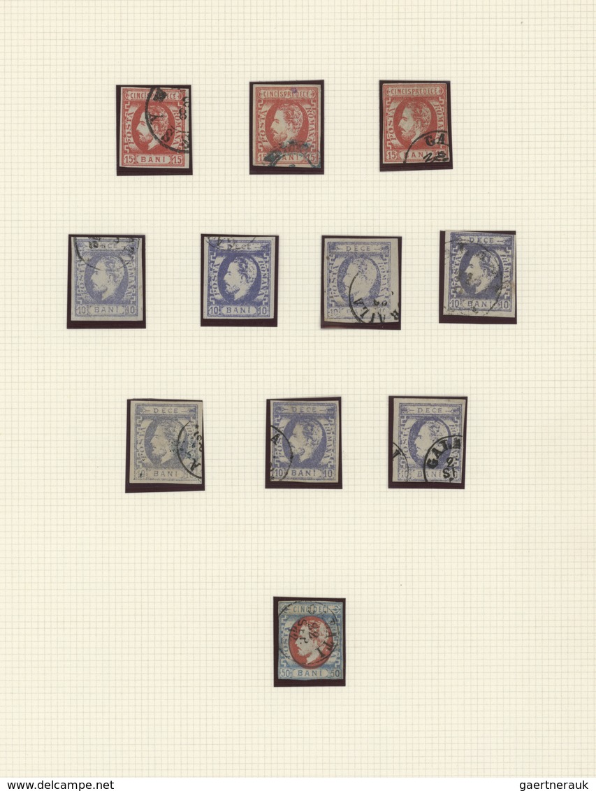Rumänien: 1871/1872, Carol Heads Imperforate, Used Collection Of 75 Stamps Neatly Arranged On Album - Autres & Non Classés