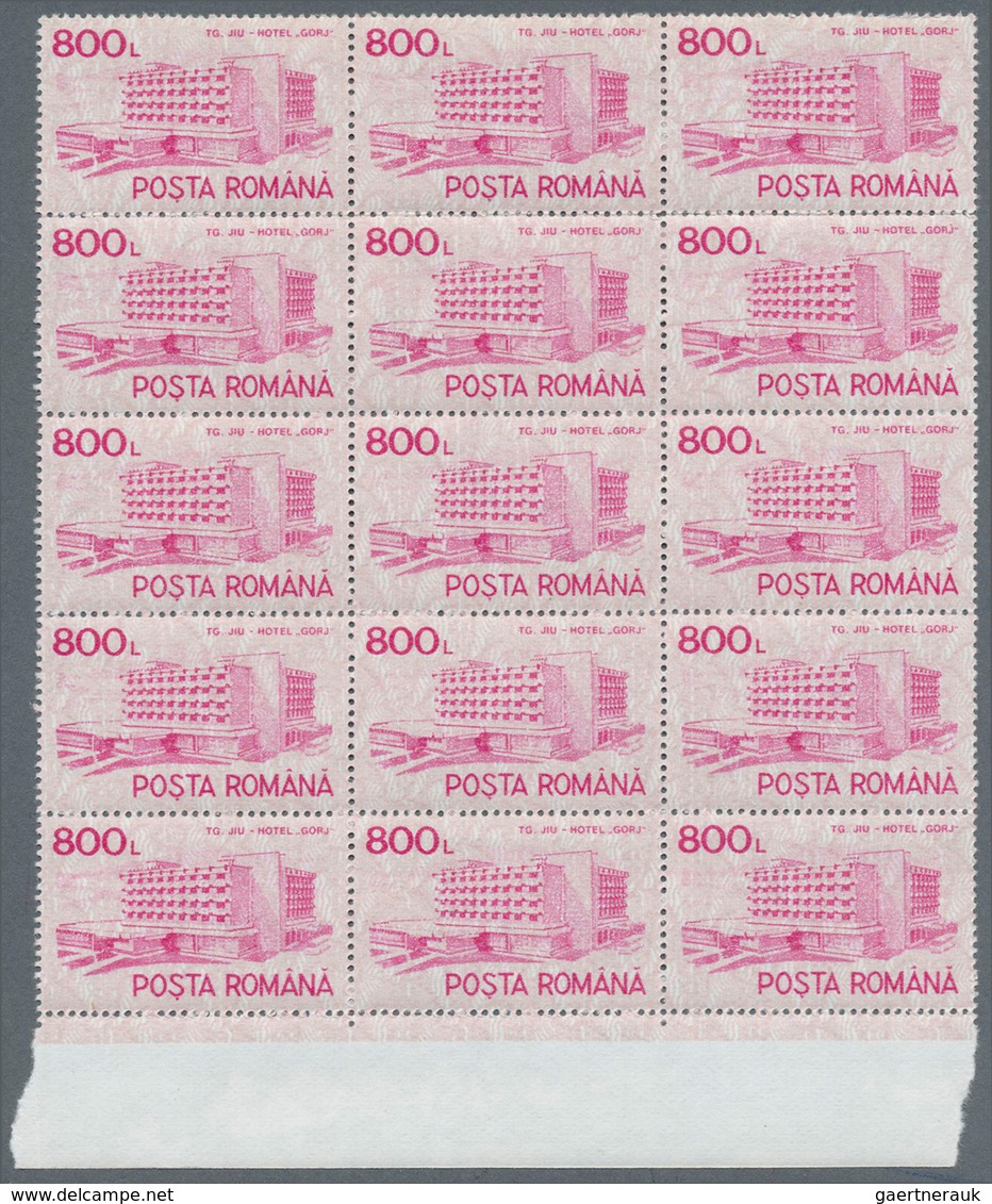 Rumänien: 1991/1994, Definitives "Hotels", 120l. To 800l., 60 Complete Sets (four Blocks Of 15), Unm - Otros & Sin Clasificación