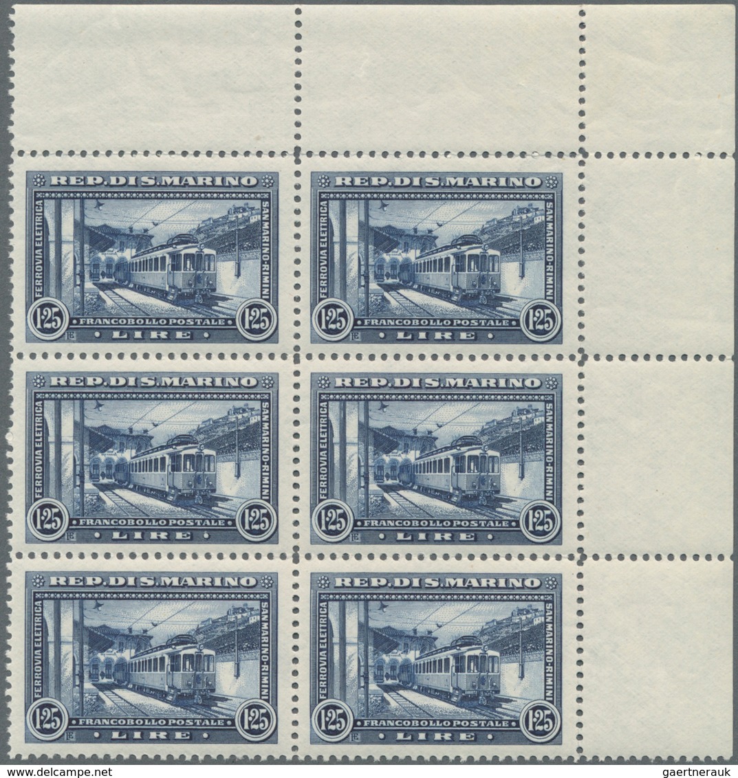 San Marino: 1932, Railway San Marino To Rimini Duplicated Lot Three Different Stamps ‚Electric Train - Autres & Non Classés