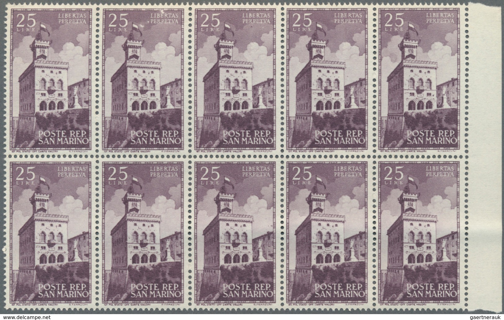 San Marino: 1945, 50 Years Government Palace 25l. Dark-lilac In A Lot With 220 Stamps Mostly In Part - Autres & Non Classés