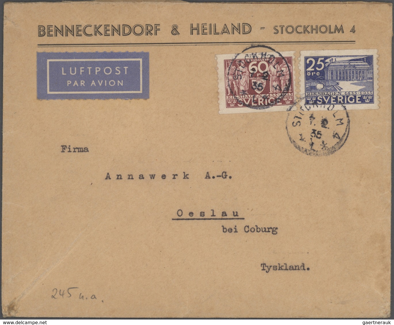 Schweden: 1722/1960, interesting lot of ca. 55 better covers and 9 regulations for post offices (172