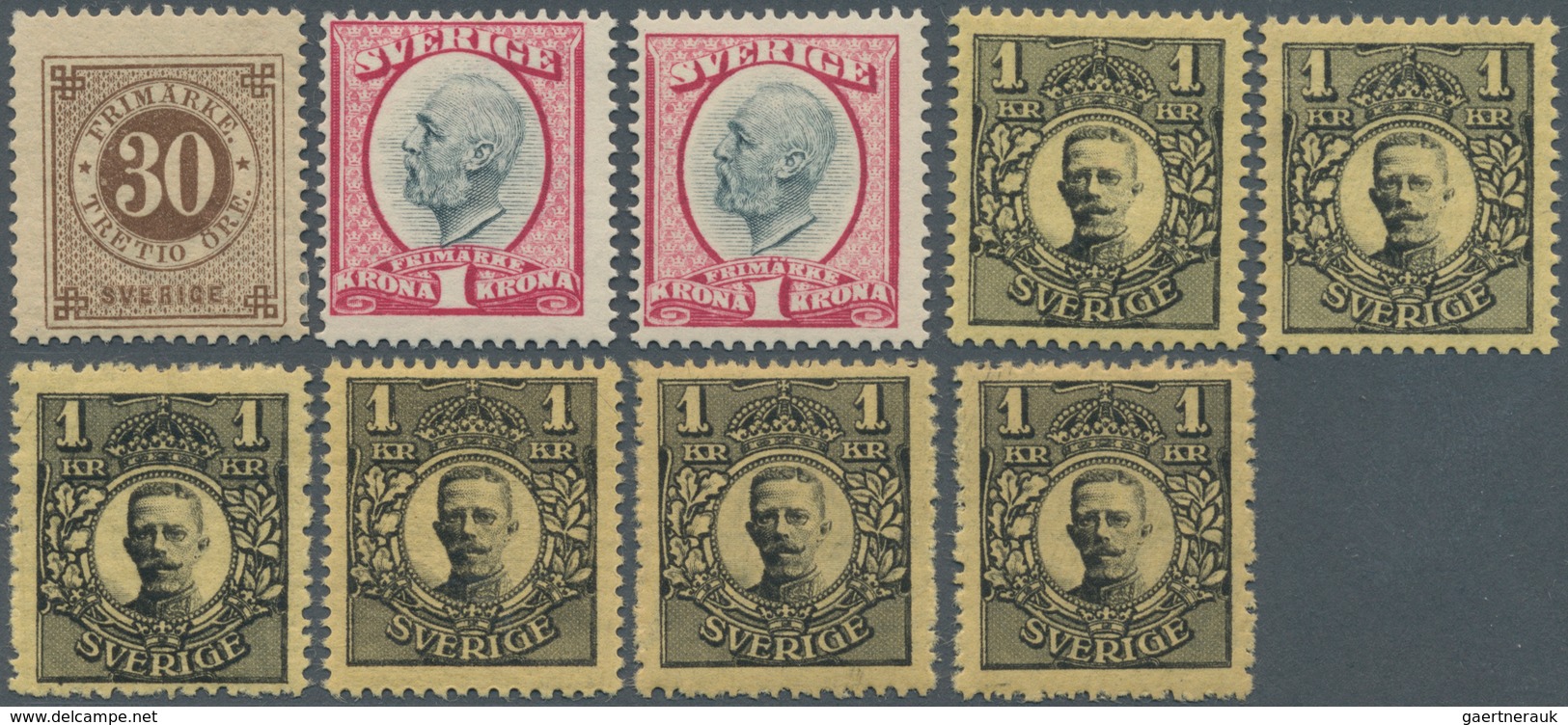 Schweden: 1877/1930 (ca.), Mint Assortment On Stockcards Incl. Better Stamps Like 1877 30ö. Brown, 1 - Nuevos