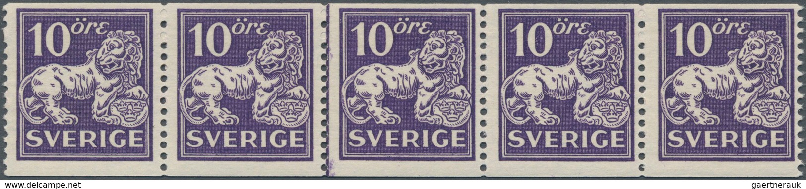 Schweden: 1934, Standing Lion 10öre Violet On White Paper Perf. 13 In A Lot With 120 Stamps Mostly I - Neufs