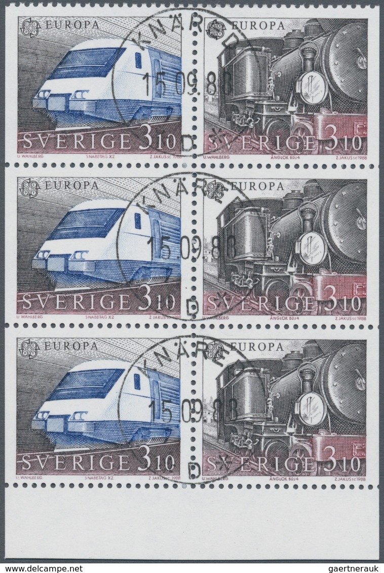 Schweden: 1988, Europa-CEPT ‚Transport And Communication‘ 3.10kr. Se-tenant Pairs (old Steam Locomot - Neufs