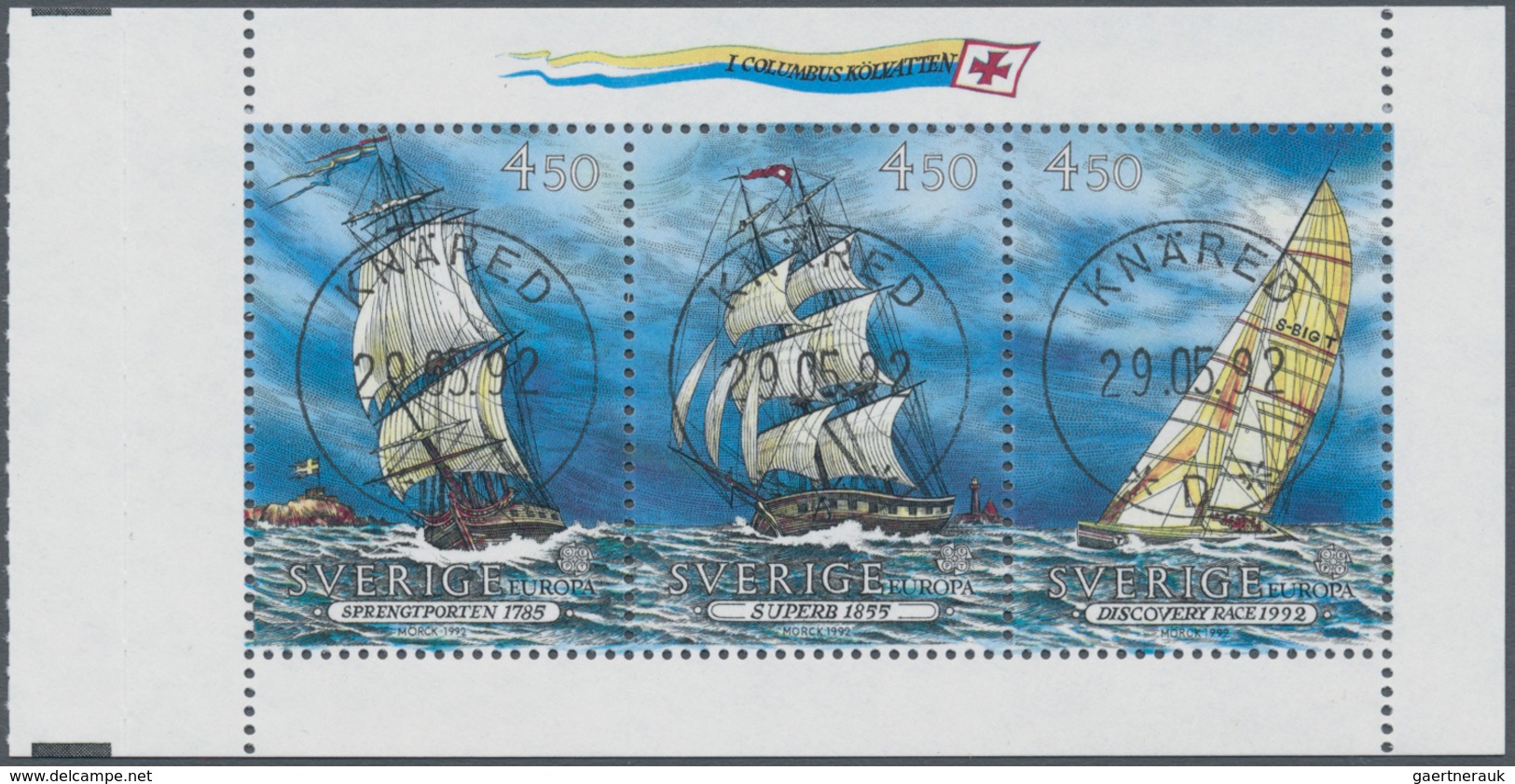 Schweden: 1992, Europa-CEPT ‚500 Years Discovery Of America ‘ 4.50kr. Se-tenant Strip/3 (sailing Shi - Nuevos