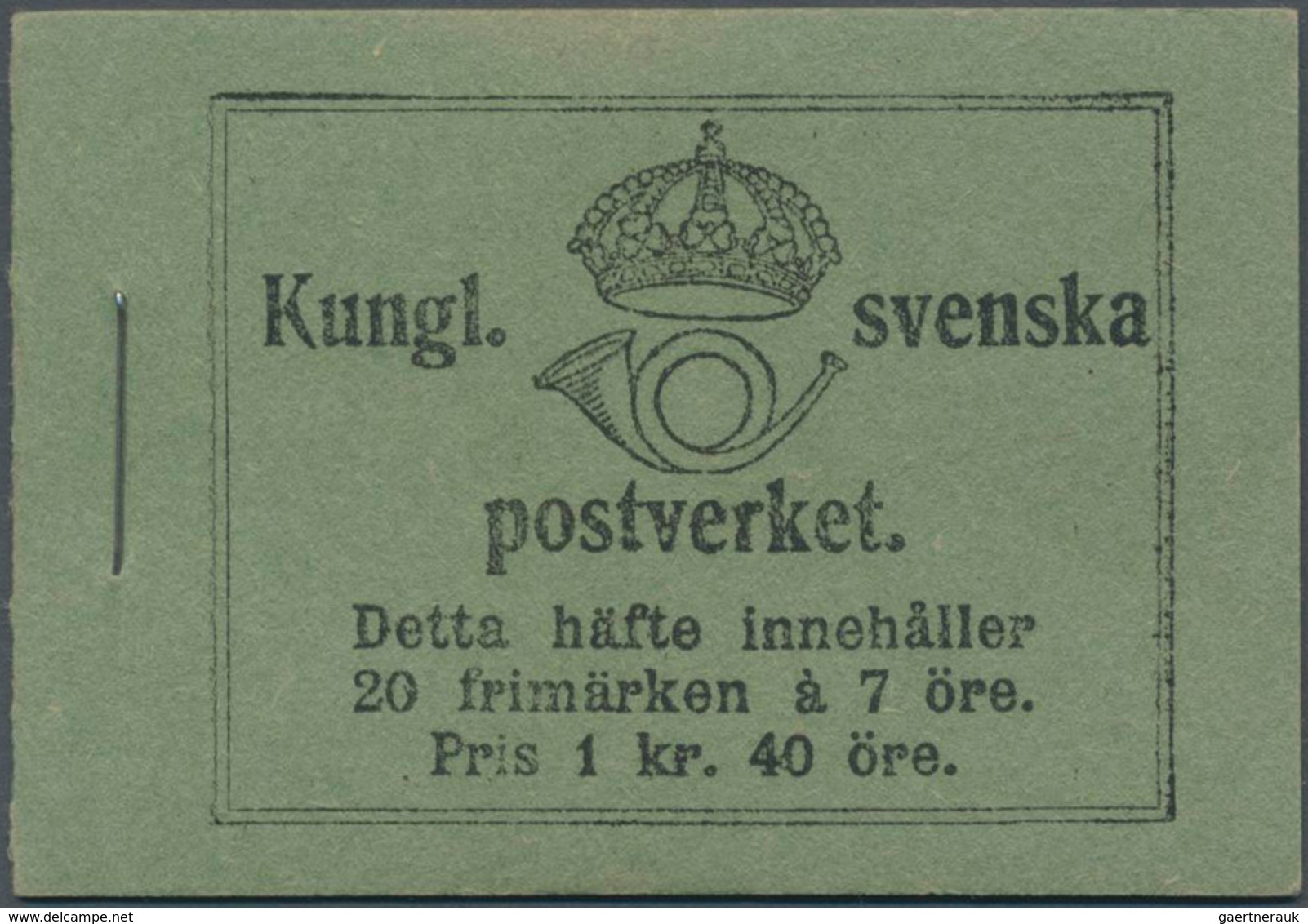 Schweden - Markenheftchen: 1918, King Gustaf V. Stamp Booklet 1kr. 40öre With Two Blocks Of Ten 7öre - 1904-50