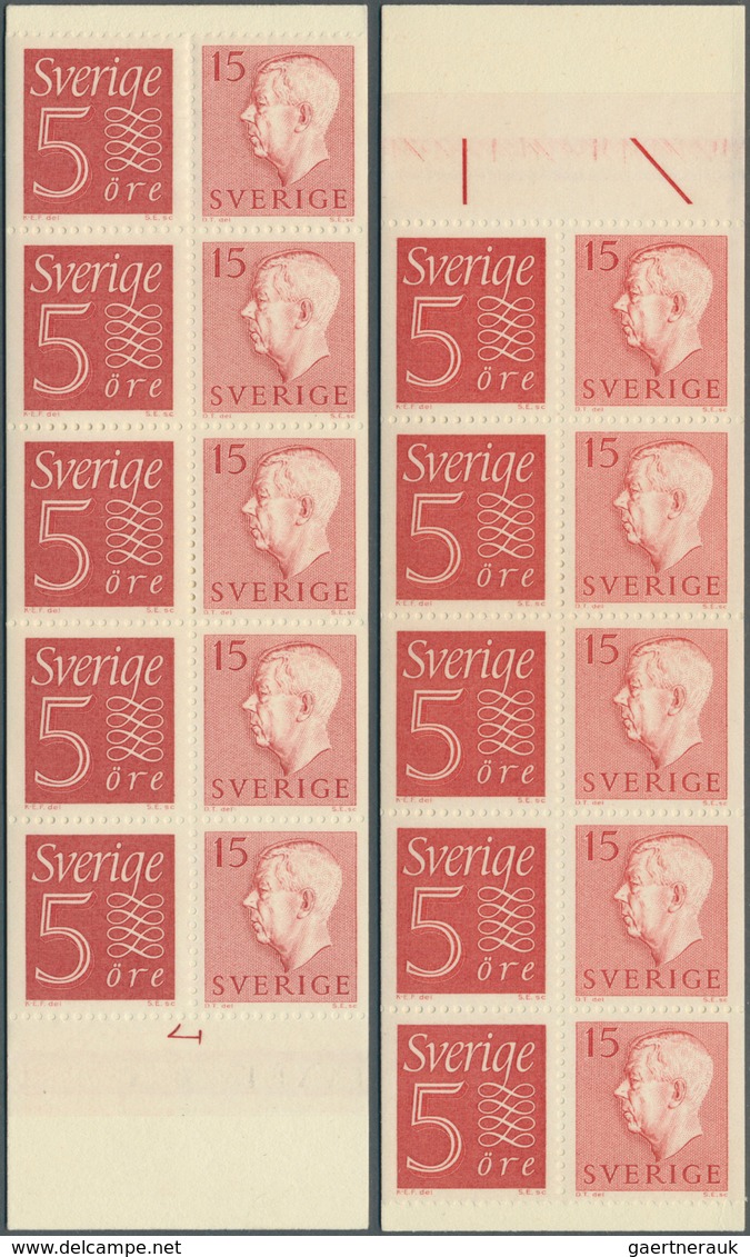 Schweden - Markenheftchen: 1958, King Gustav VI. Adolf 15öre Red + Numeral 5öre Red (five Each) In 1 - 1904-50