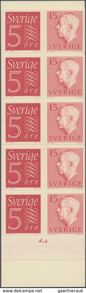 Schweden - Markenheftchen: 1958, King Gustav VI. Adolf 15öre Red + Numeral 5öre Red (five Each) In 2 - 1904-50