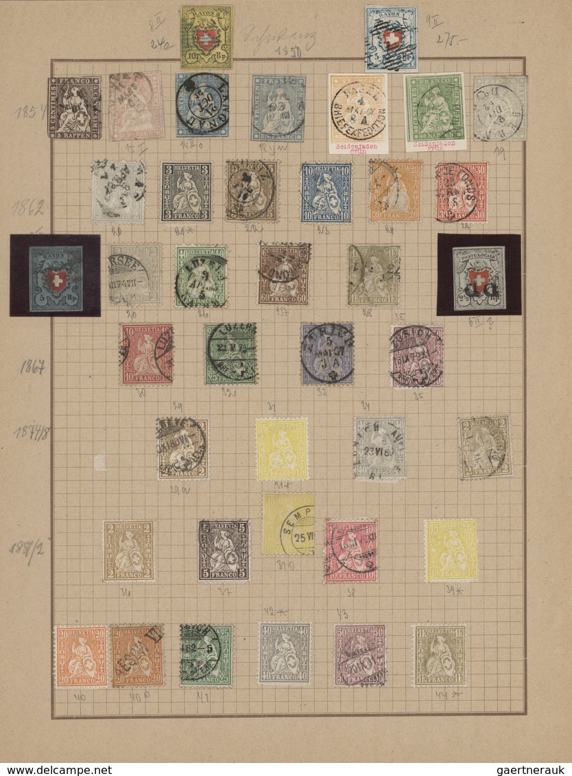 Schweiz: 1850/1880 (ca.), Urige, Meist Gestemplete Und Teils Auch Ungebrauchte Sammlung Von 40 Werte - Other & Unclassified