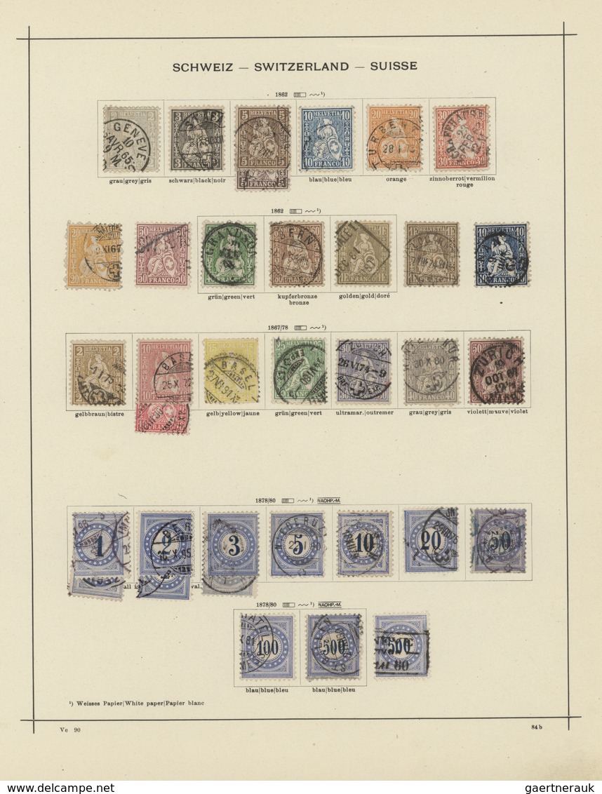 Schweiz: 1850/1976, Gestempelte Alte Sammlung Auf Schaubek-Blättern, Ab Einem Gutem Teil Klassik Mit - Autres & Non Classés