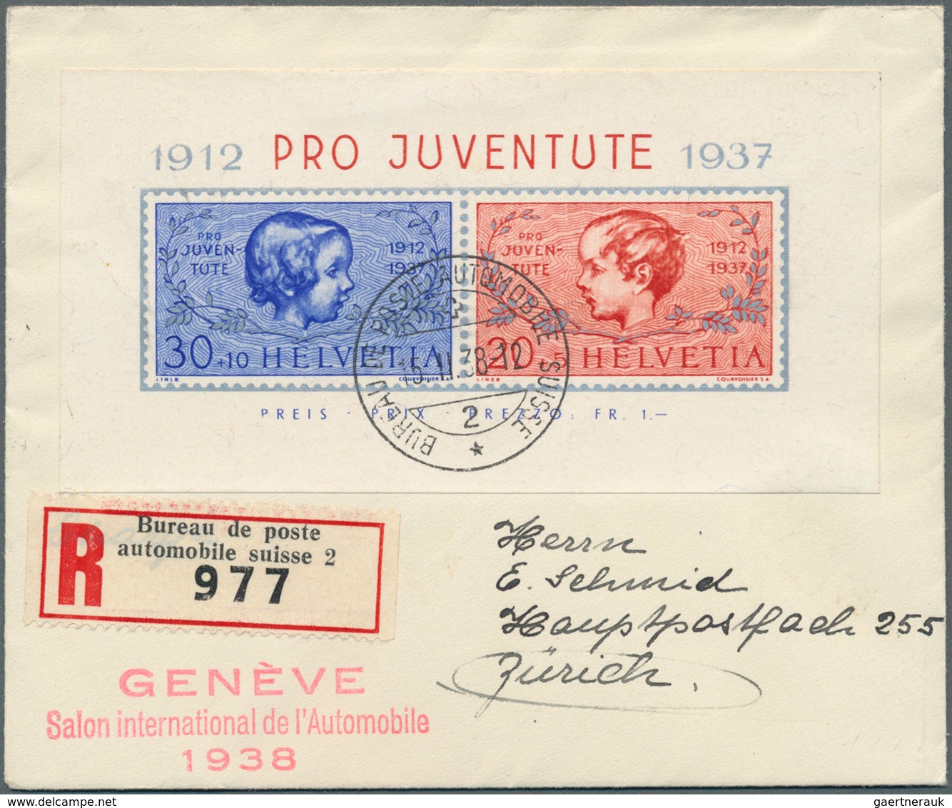 Schweiz: 1938/1962, Lot Von 15 Briefen, Dabei Zwei R-Briefe Je Mit Pro Juventute-Block 1937, Pro Pat - Otros & Sin Clasificación