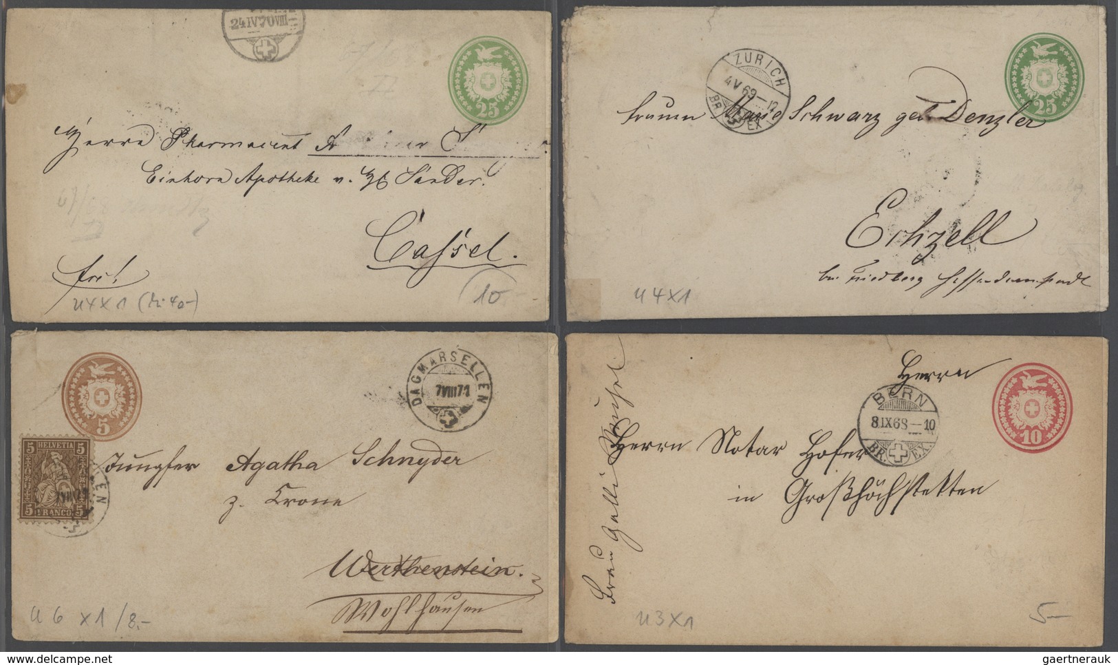 Schweiz - Ganzsachen: 1867-1920er: Sammlung Von über 100 Umschlägen Und Streifbändern Ab Tübli Sowie - Enteros Postales