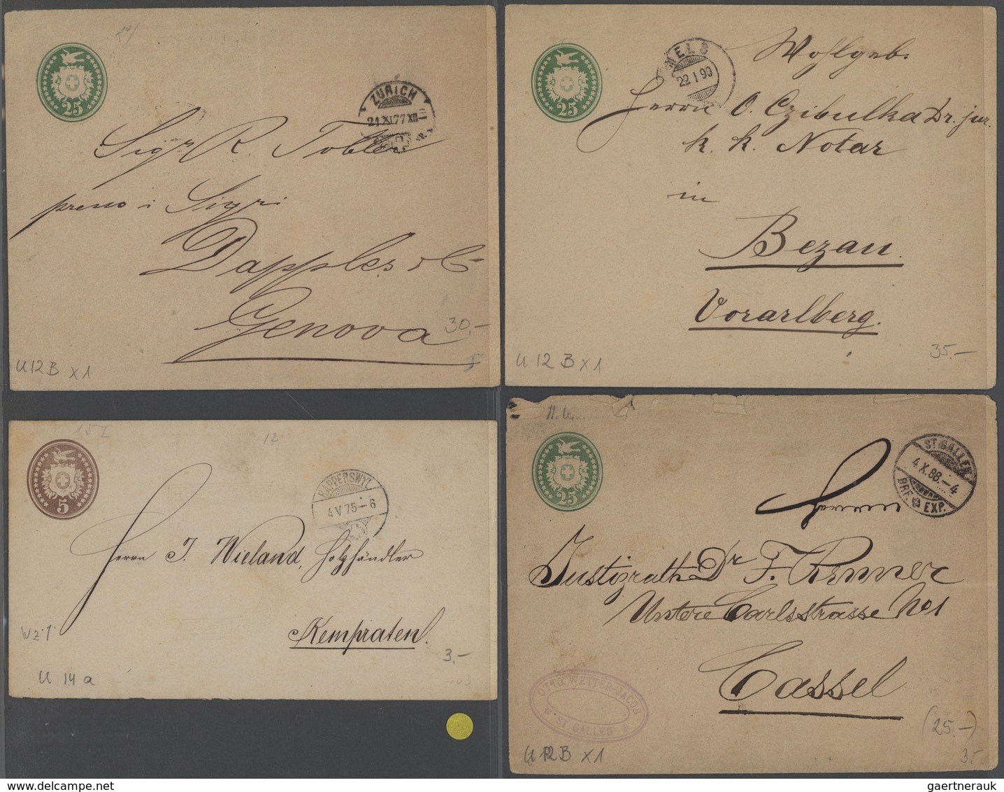 Schweiz - Ganzsachen: 1867-1920er: Sammlung Von über 100 Umschlägen Und Streifbändern Ab Tübli Sowie - Enteros Postales