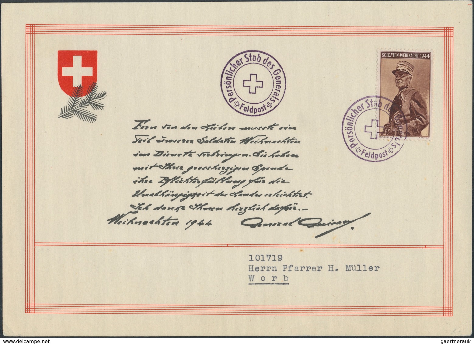 Schweiz - Besonderheiten: 1914/1945: Soldaten-Marken Der Aktivdienst/Vigneten. Eine Marke Auf Briefs - Autres & Non Classés
