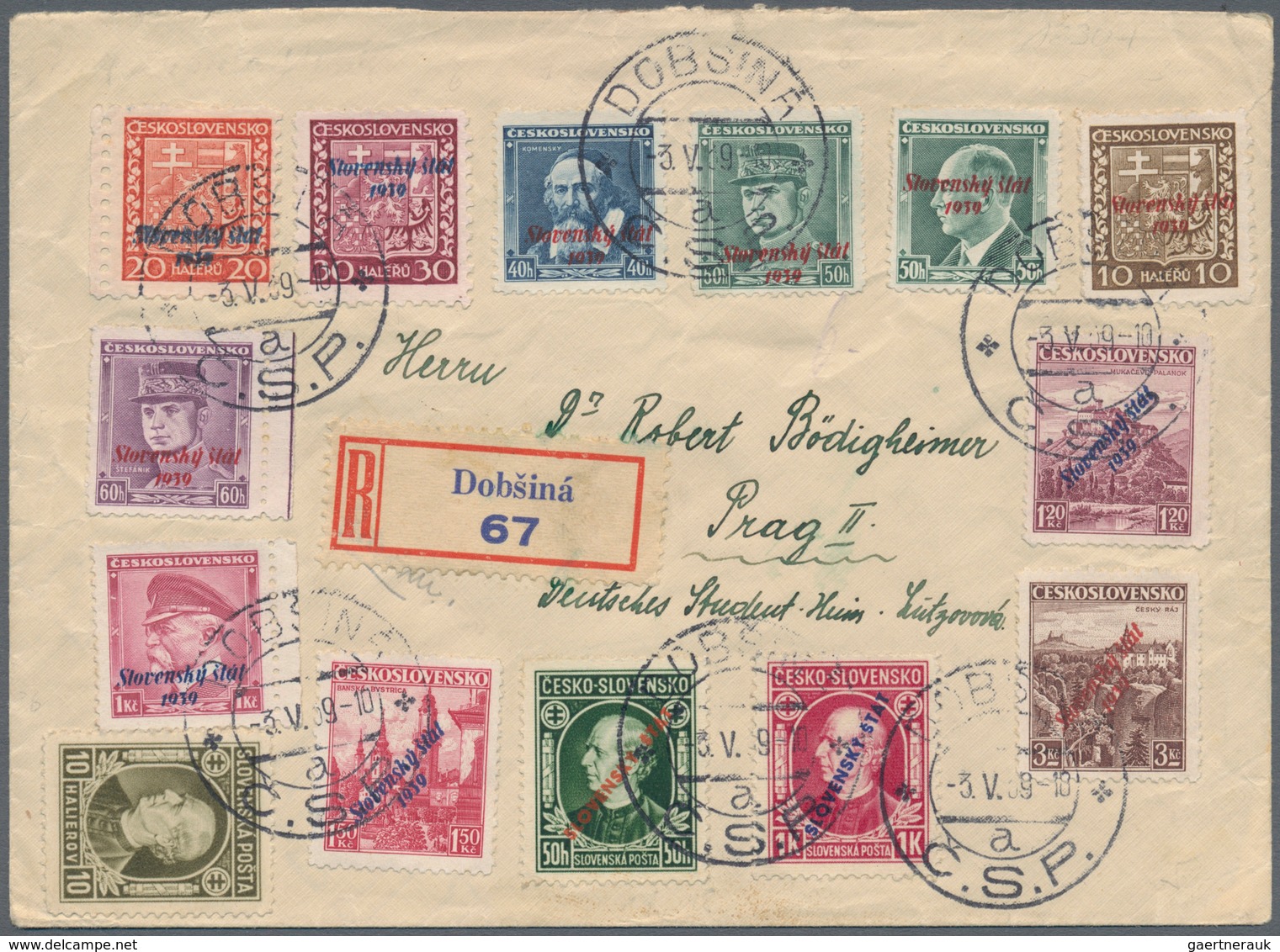 Slowakei: 1939/1944 Ca., Interesting Lot With Ca.50 Covers, Comprising Registered- And Express Mail, - Neufs