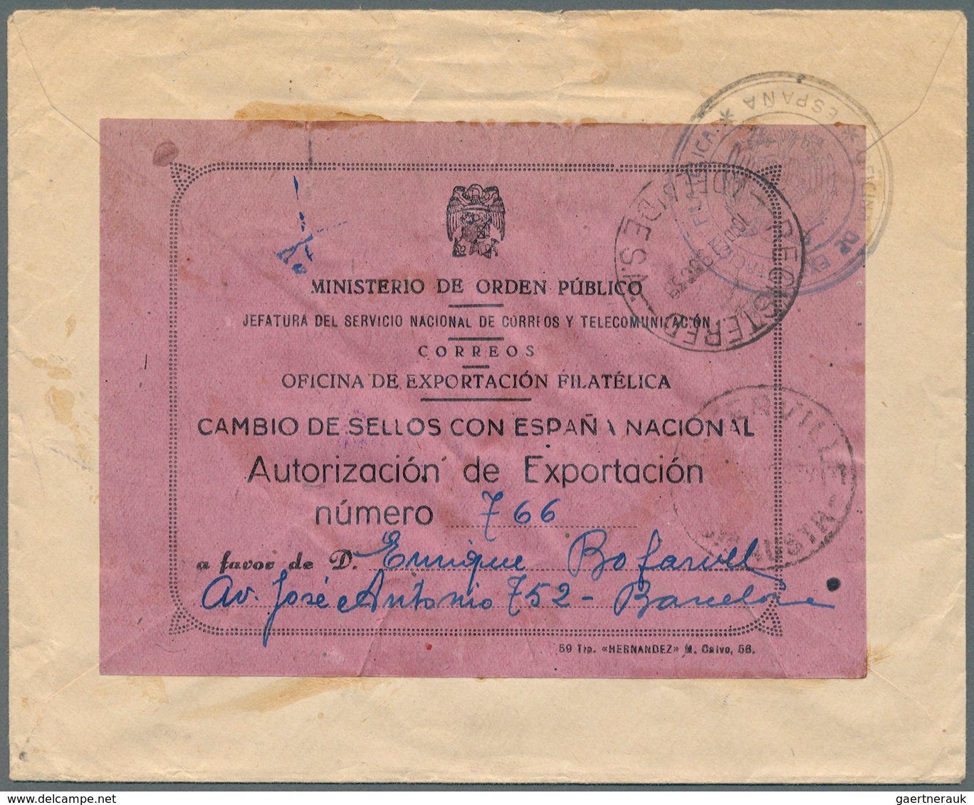 Spanien: 1822/1944, Lot Of Five Better Entires (single Lots), Incl. One Pre-philatelic Cover, Card T - Oblitérés