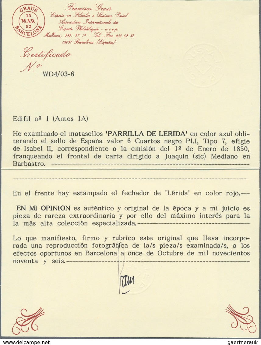 Spanien: 1850-1865 "JEWELS OF CLASSIC SPAIN": Specialized collection of top items of the imperforate