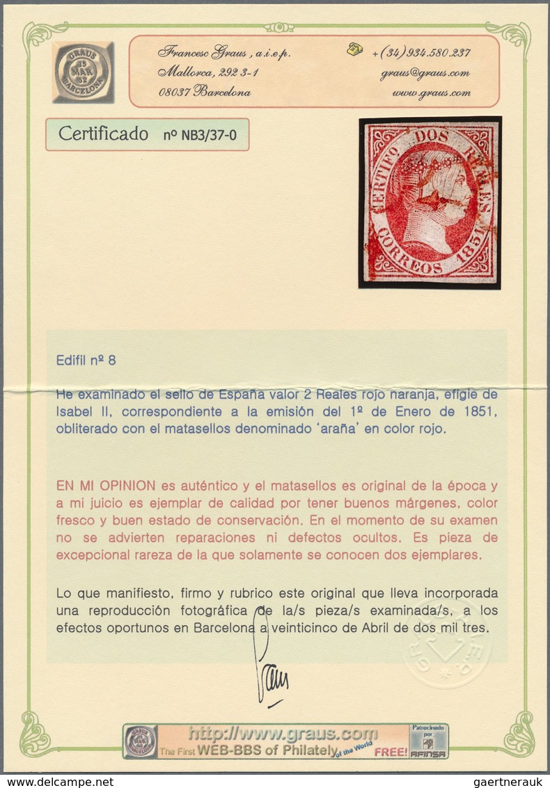 Spanien: 1850-1865 "JEWELS OF CLASSIC SPAIN": Specialized collection of top items of the imperforate