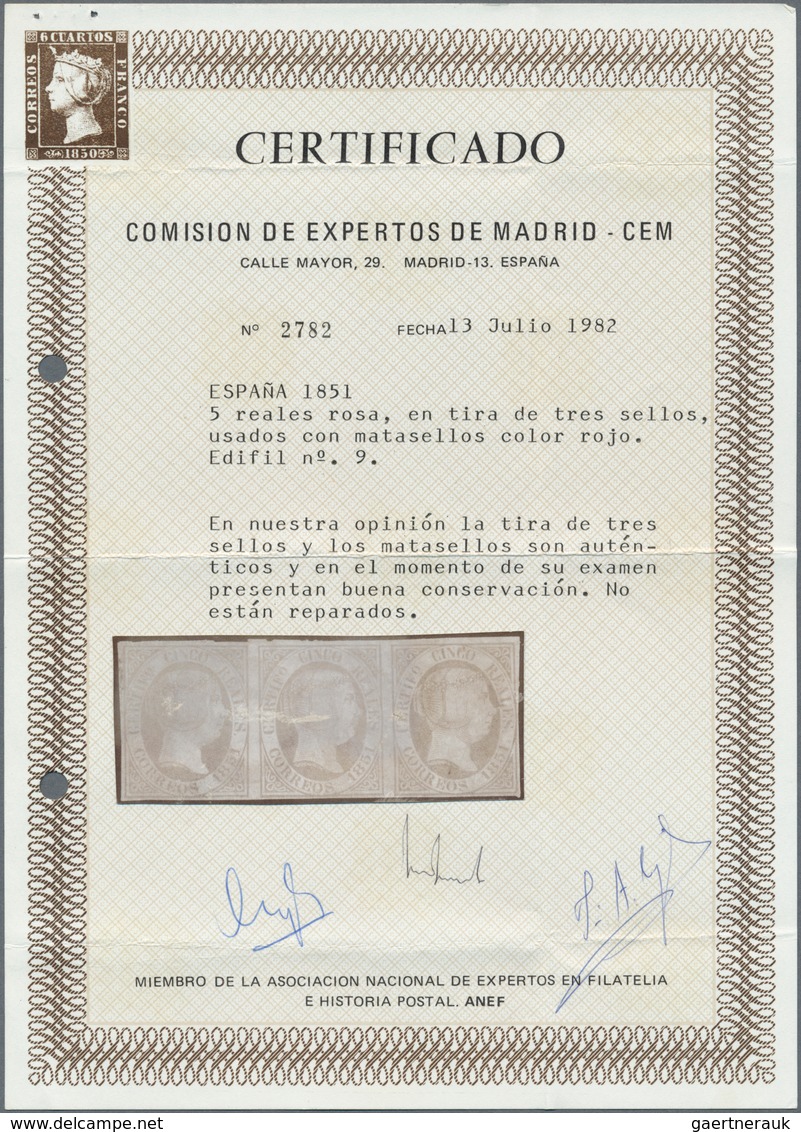 Spanien: 1850-1865 "JEWELS OF CLASSIC SPAIN": Specialized collection of top items of the imperforate