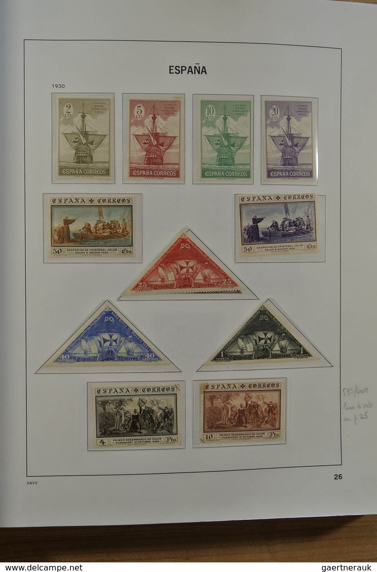 Spanien: 1850-2000. Well filled, MNH, mint hinged and used collection Spain and colonies in 6 Davo a