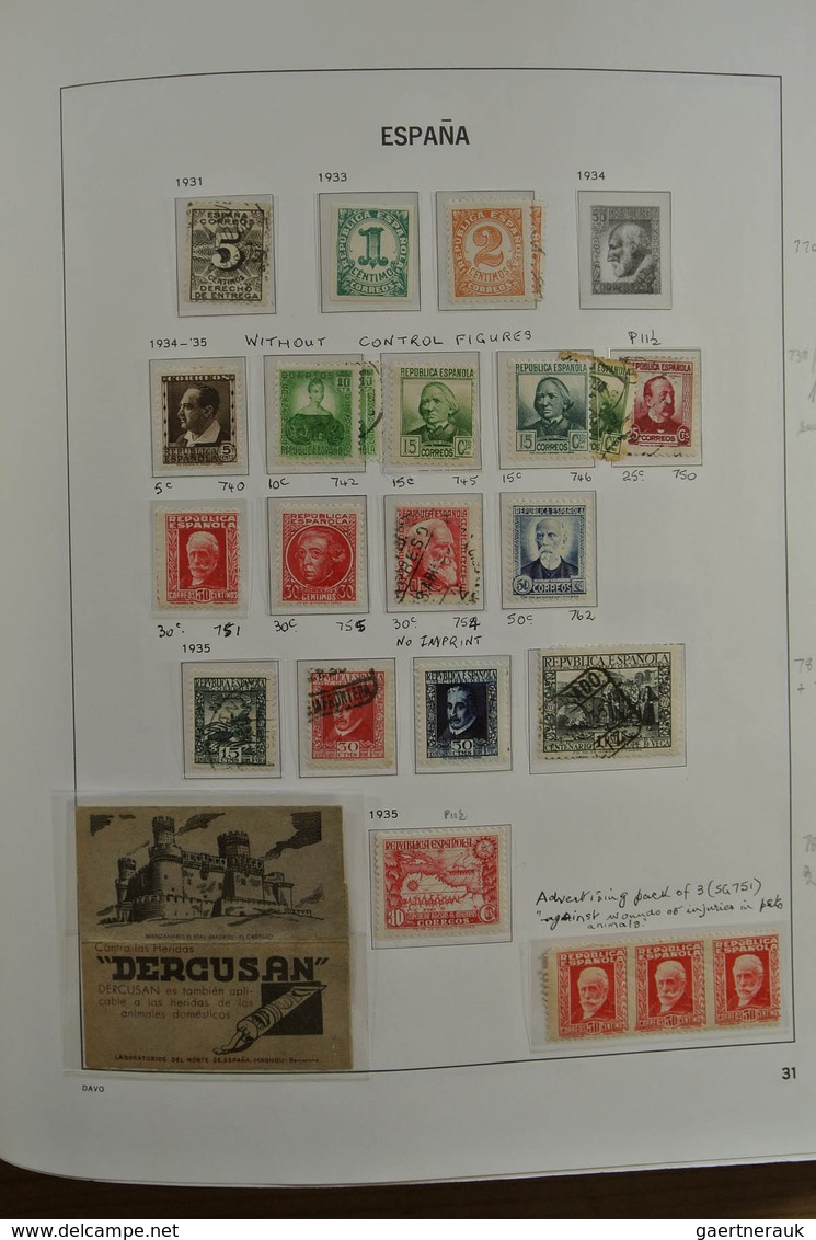 Spanien: 1850-2000. Well filled, MNH, mint hinged and used collection Spain and colonies in 6 Davo a