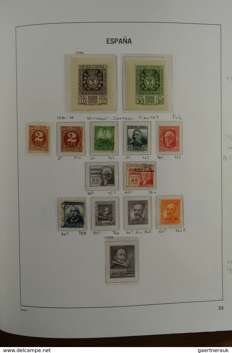 Spanien: 1850-2000. Well filled, MNH, mint hinged and used collection Spain and colonies in 6 Davo a