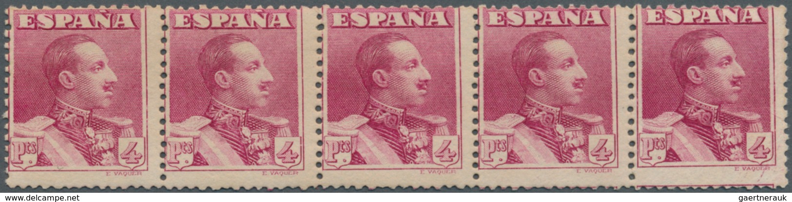 Spanien: 1925, King Alonso XIII. 4pta. Lilac-carmine In A Lot With About 60 Stamps With Many Pairs A - Oblitérés