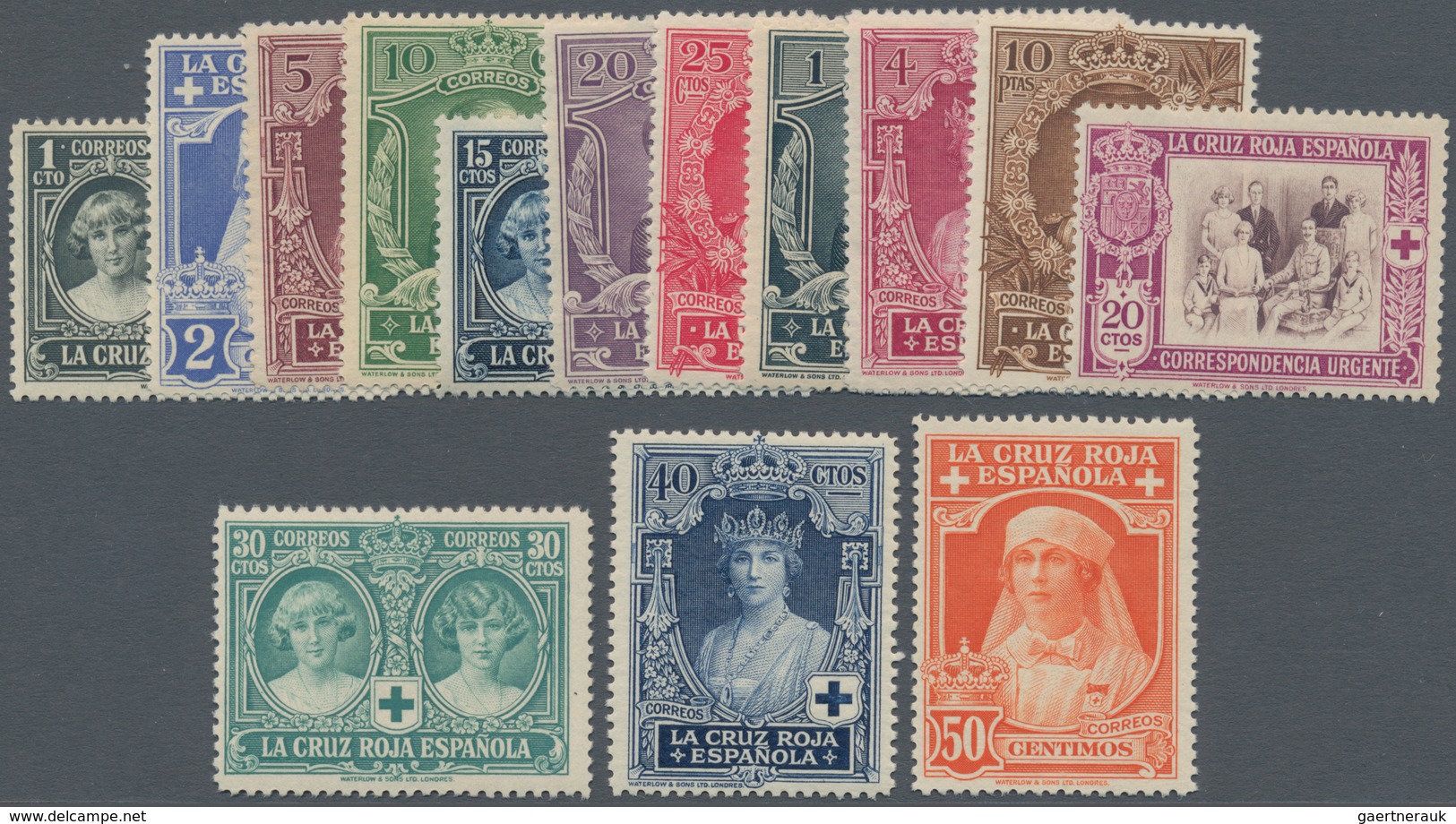 Spanien: 1926, RED CROSS (Royal Family) Complete Set Of 14 Incl. Express Stamp In A Lot With Five Se - Oblitérés