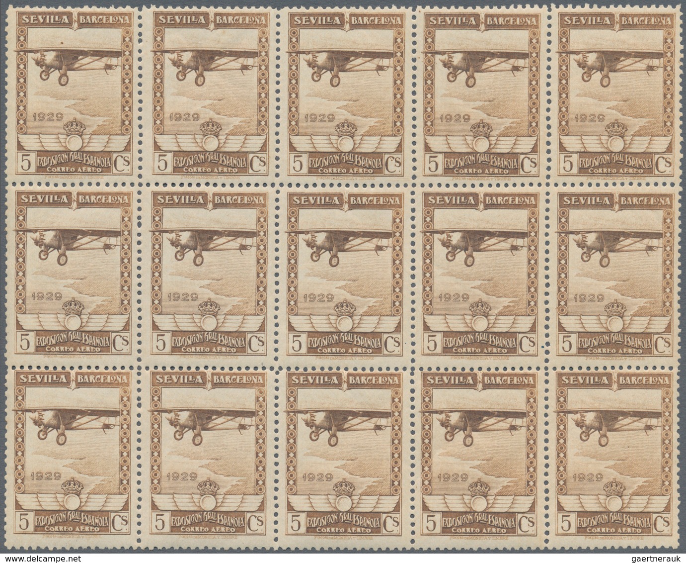Spanien: 1929, Airmail Issue 5c. Pale Brown Showing Airplane 'Spirit Of St. Louis' In A Very Large L - Oblitérés