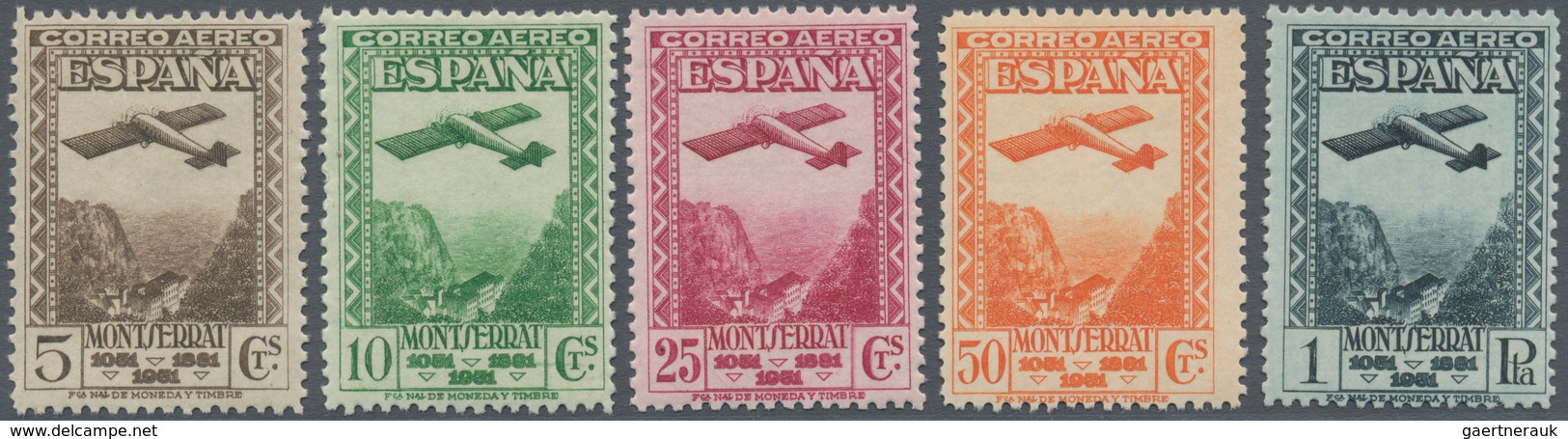 Spanien: 1931, 900 Years Montserrat Monastery Airmail Stamps Perf. 11¼ Complete Set Of Five In A Lot - Usados