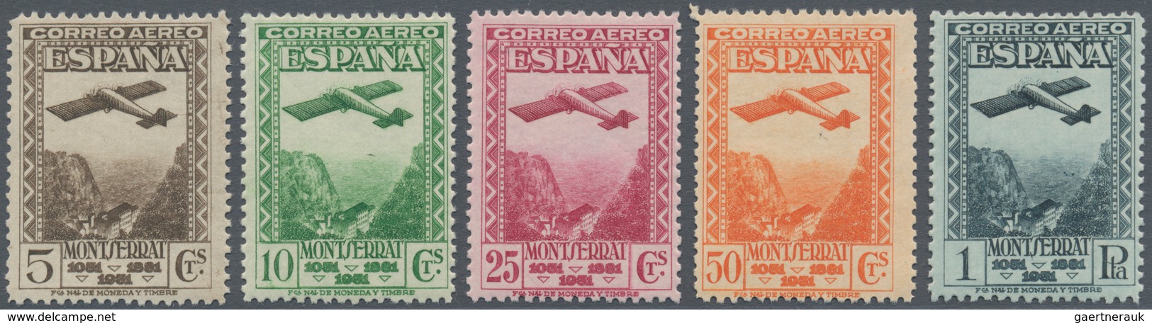 Spanien: 1931, 900 Years Montserrat Monastery Airmail Stamps Perf. 11¼ Complete Set Of Five In A Lot - Oblitérés