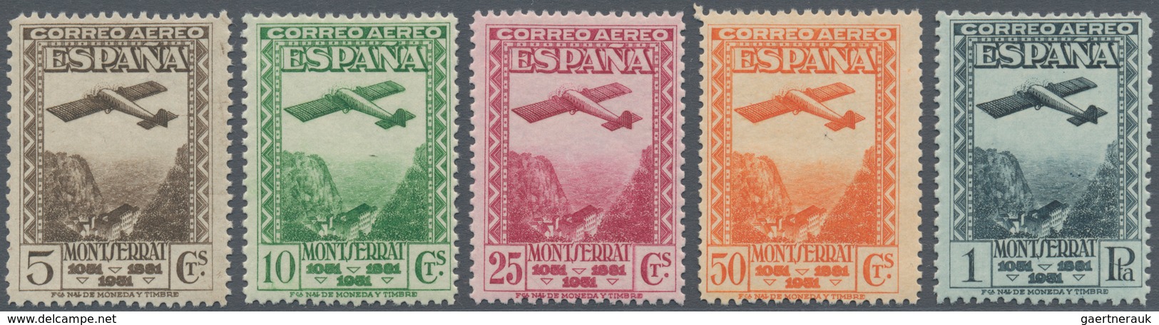 Spanien: 1931, 900 Years Montserrat Monastery Airmail Stamps Perf. 11¼ Complete Set Of Five In A Lot - Usados