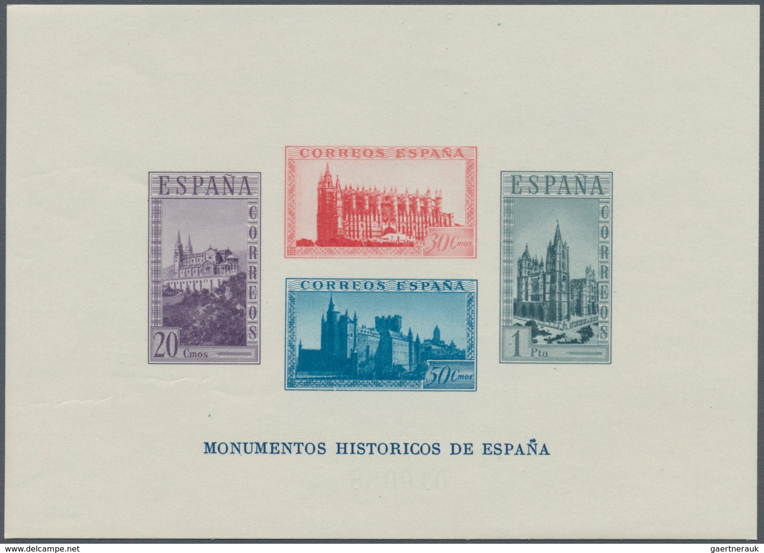 Spanien: 1938, Historical Monuments (cathedrals Of Covadonga, Palma De Mallorca And Leon Etc.) IMPER - Usados