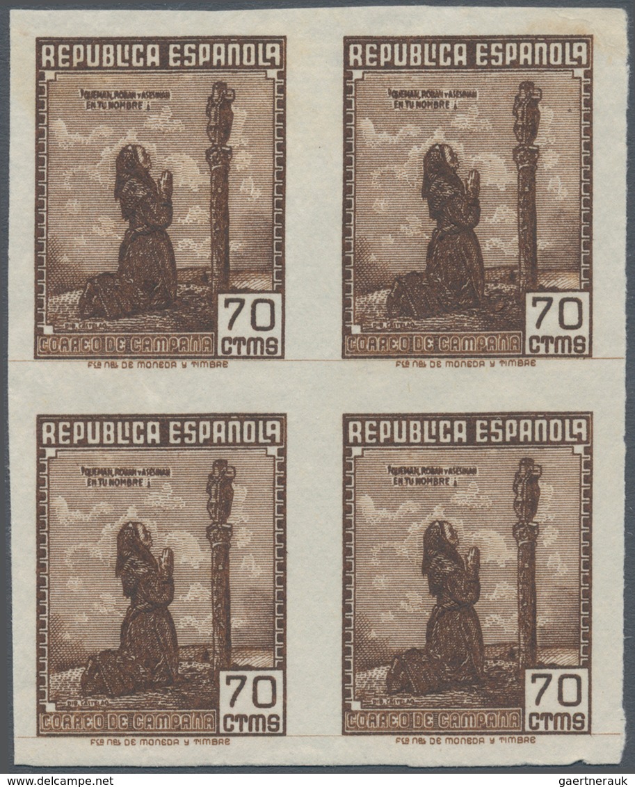 Spanien: 1939, Forces Mail Issue NOT ISSUED 70c. Stamp Showing Female Prayer In A Lot With 75 IMPERF - Usados