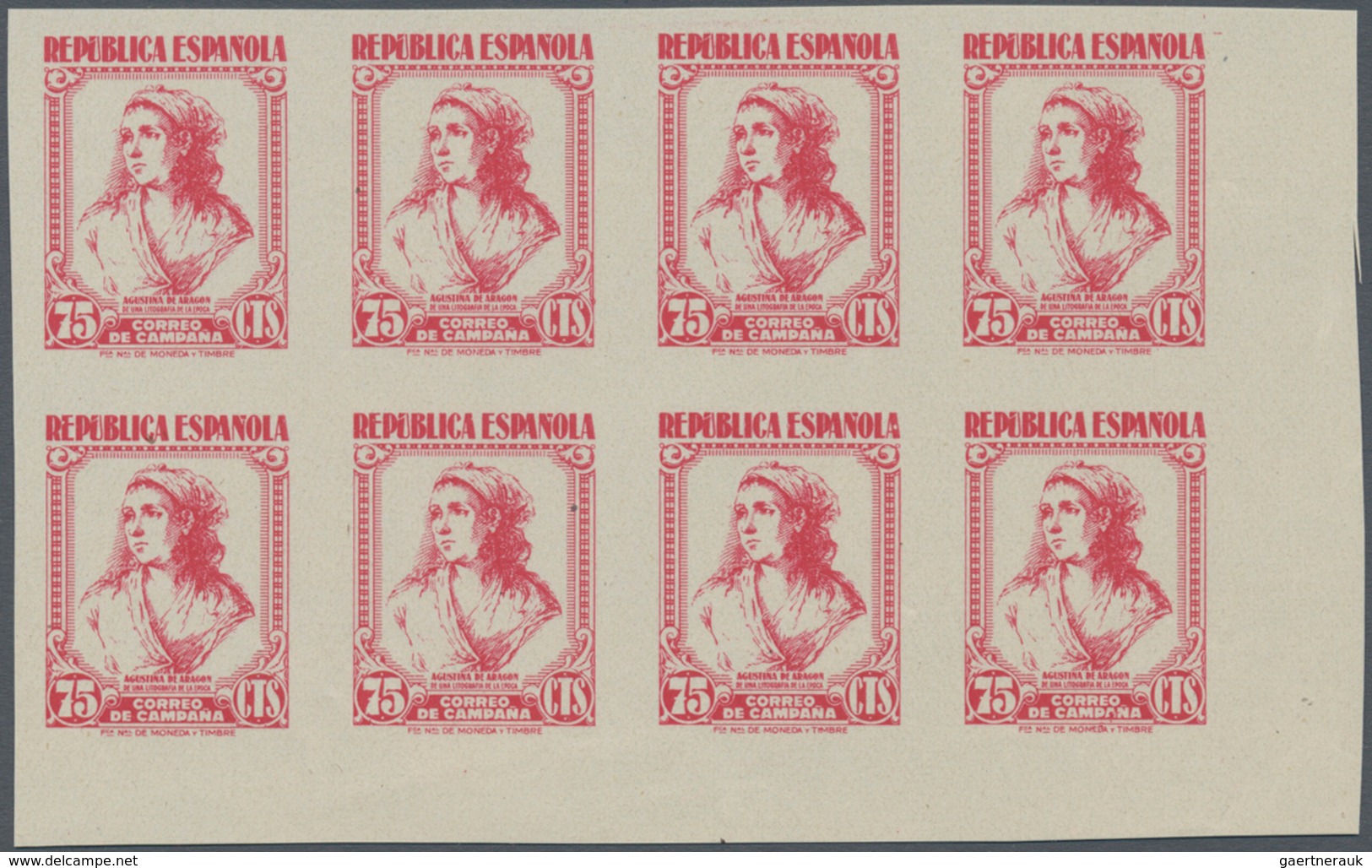 Spanien: 1939, Forces Mail Issue NOT ISSUED 75c. Stamp ‚Agustina De Aragon‘ In A Lot With About 350 - Oblitérés