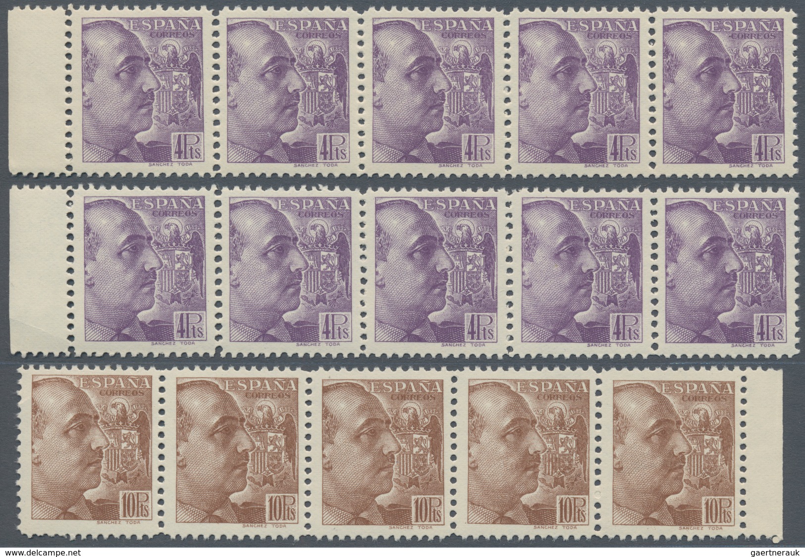 Spanien: 1939/1940, General Franco Definitives (‚Sanchez Toda‘) Complete Set Of 12 In A Lot With 14 - Oblitérés