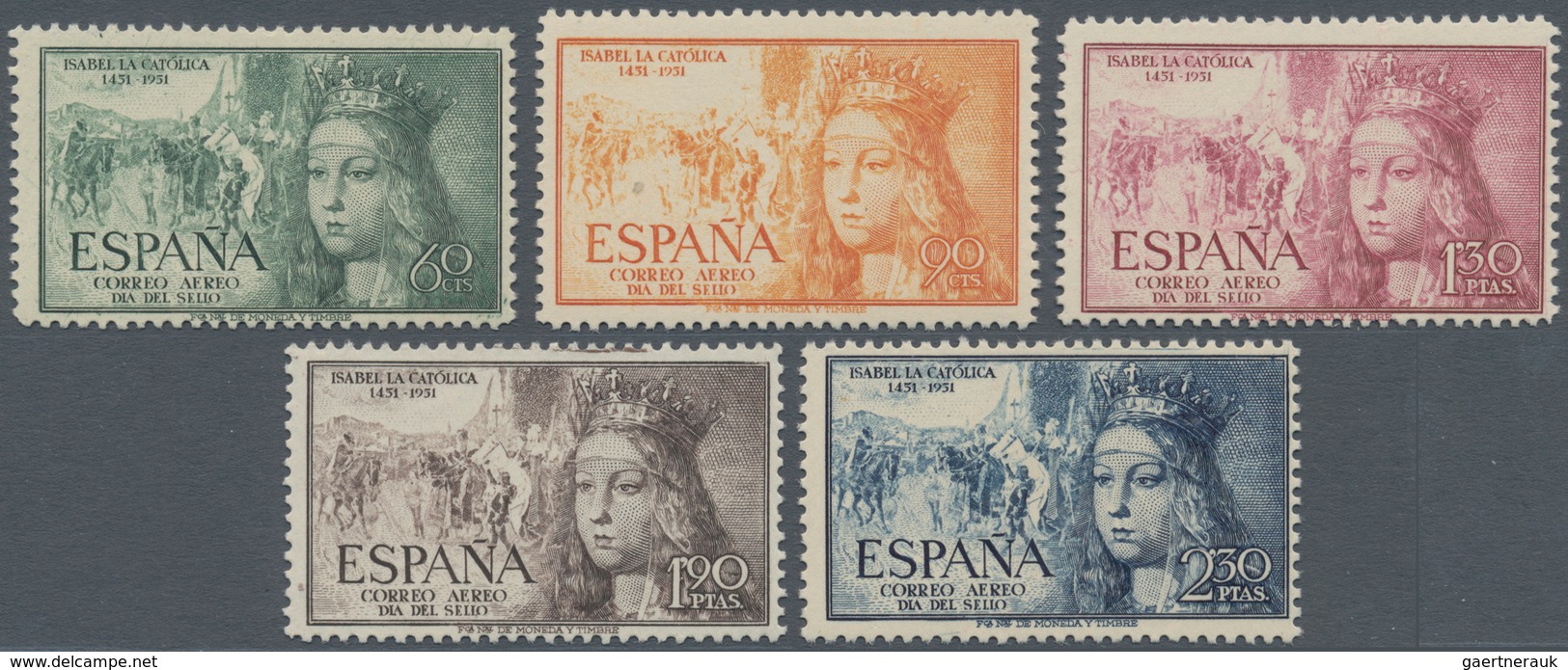 Spanien: 1951, Stamp Day ‚500th Birthday Of Queen Isabella I.‘ Lot With 65 Complete Sets Incl. Sever - Oblitérés