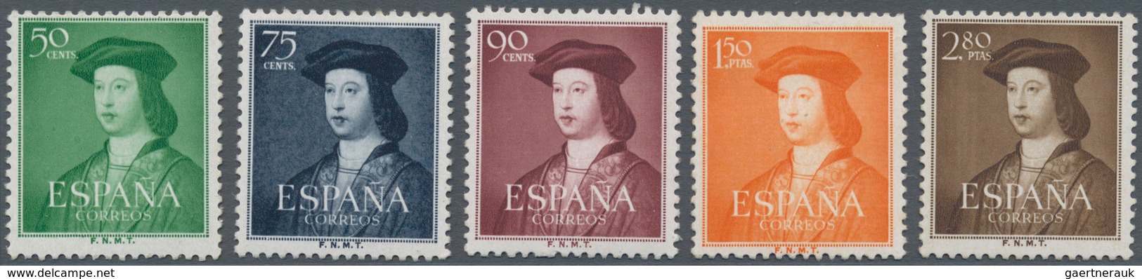Spanien: 1952, 500th Birthday Of King Ferdinand V. Lot With 25 Complete Sets, Mint Never Hinged, Mi. - Oblitérés